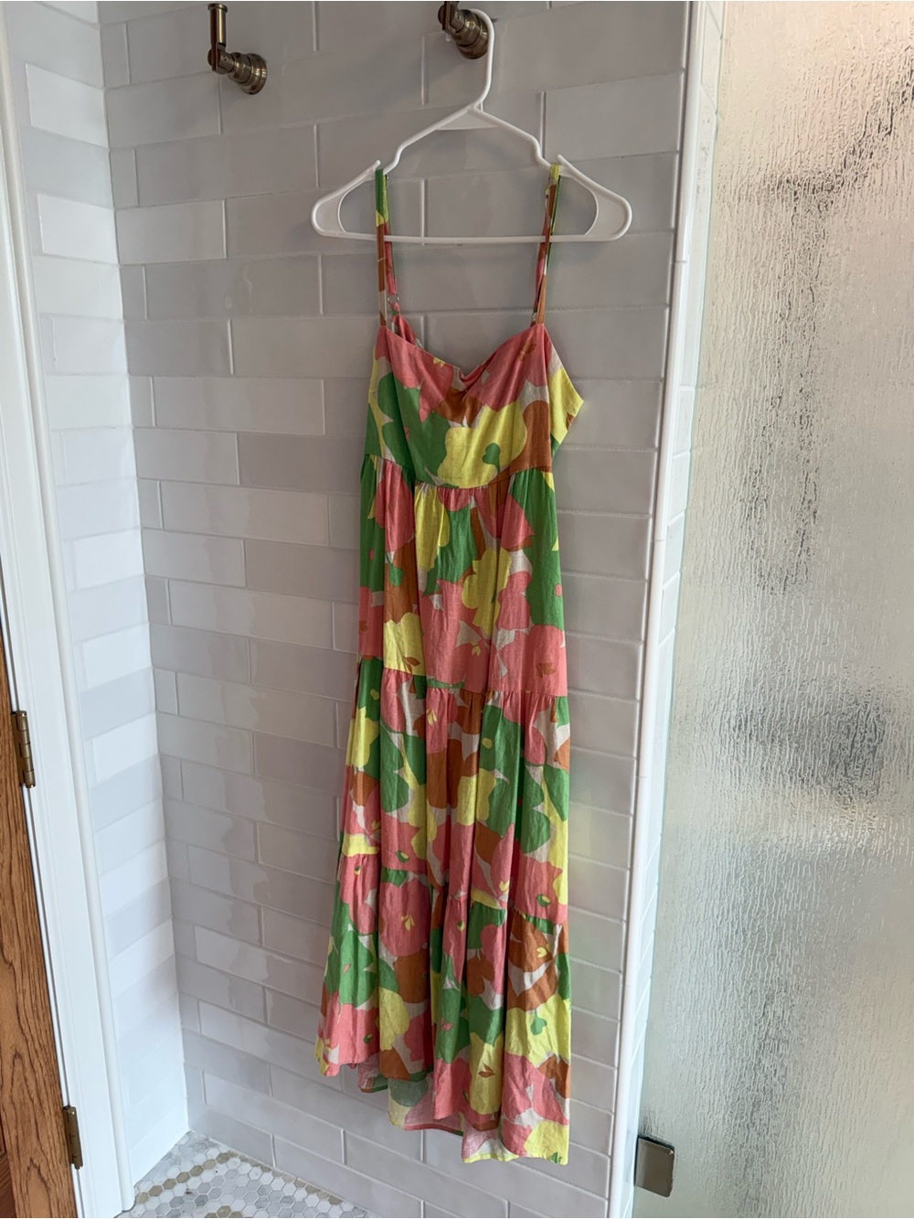 Sanctuary Pink Green Yellow Floral Tiered Maxi Dress